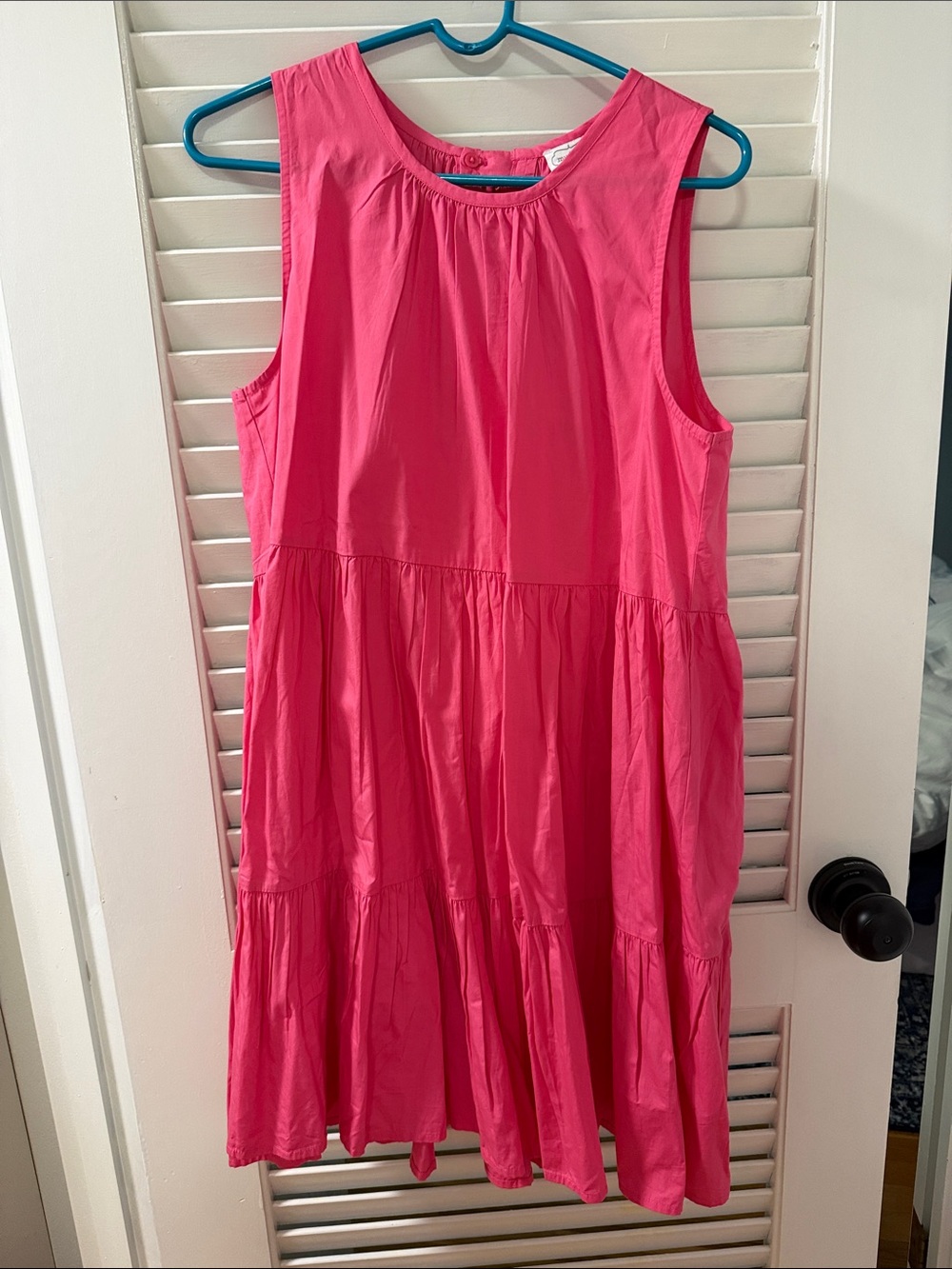 Mud Pie Bright Pink Tiered Sleeveless Midi Dress